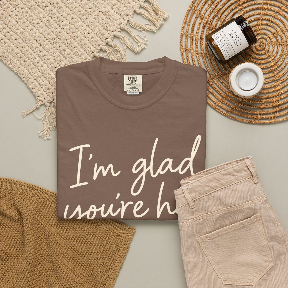 I'm Glad You're Here Heart T-Shirt — Welcome Message Comfort Tee