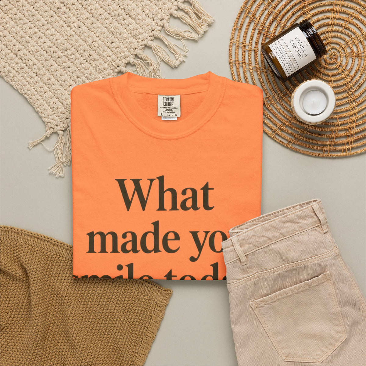 Positive Message T-Shirt — "What Made You Smile Today?" Front & Back Inspirational Tee
