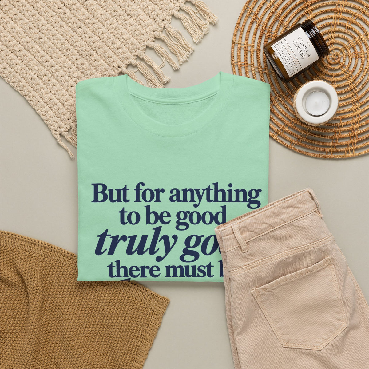 Quote T‑Shirt — "But for anything to be good, truly good, there must be love in it." (Allen Levi)