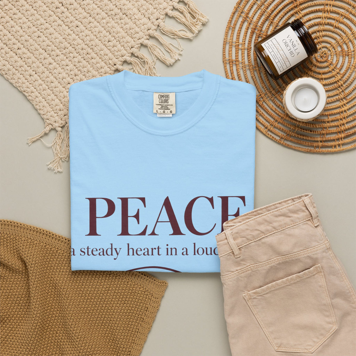 Peace T-Shirt – "PEACE: a steady heart in a loud world" Inspirational Graphic Tee