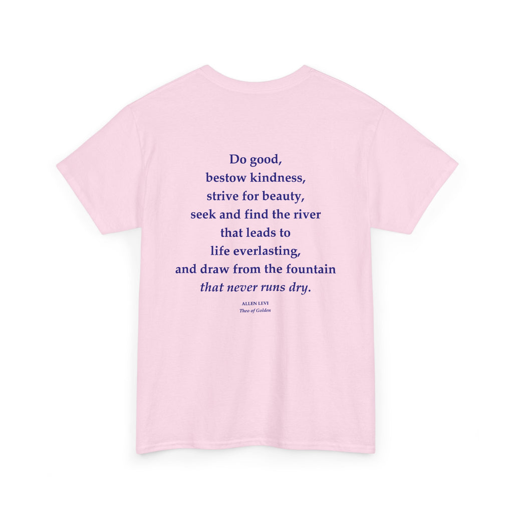 Inspirational Feather Tee — "Do good, bestow kindness" Quote T‑Shirt