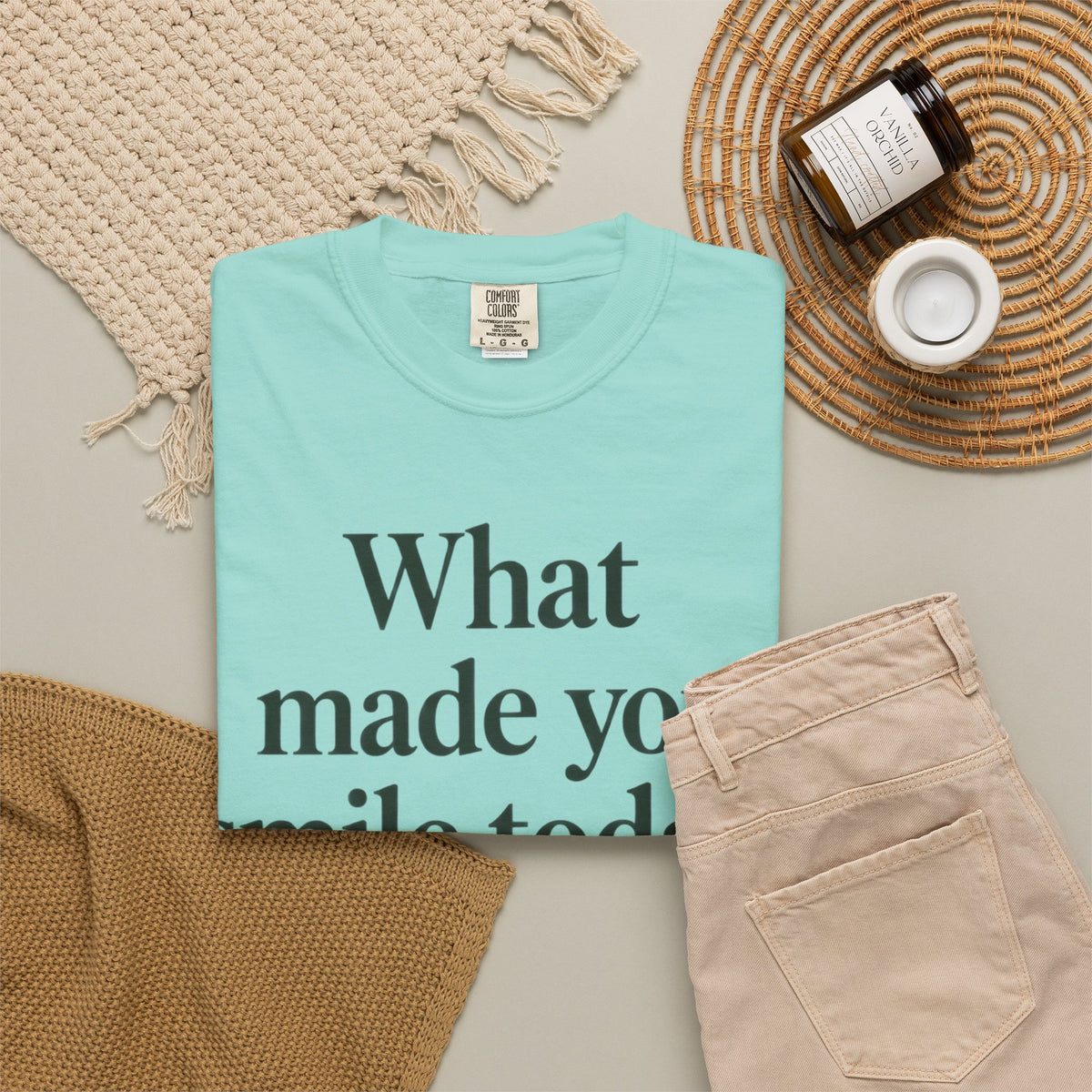 Positive Message T-Shirt — "What Made You Smile Today?" Front & Back Inspirational Tee