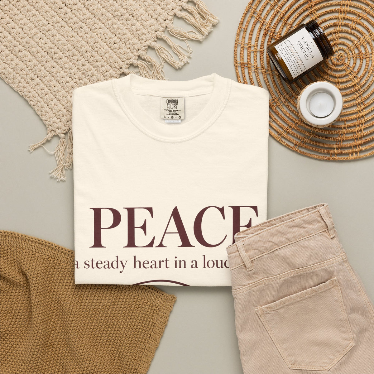 Peace T-Shirt – "PEACE: a steady heart in a loud world" Inspirational Graphic Tee