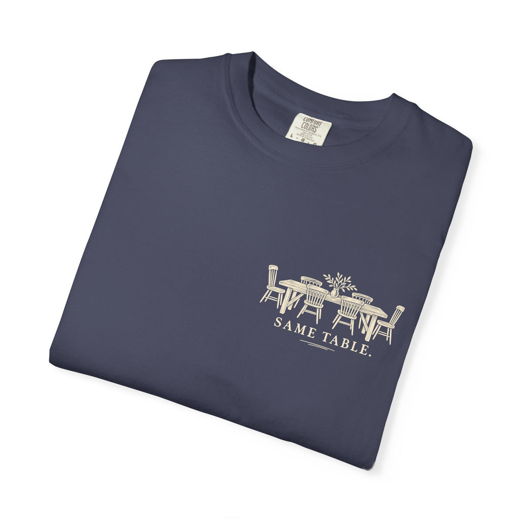Same Table Different Stories T-Shirt — Inspirational Community Quote Tee