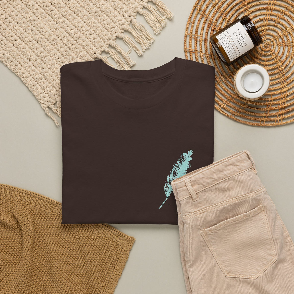 Inspirational Feather Tee — "Seek and find the river" Quote T‑Shirt
