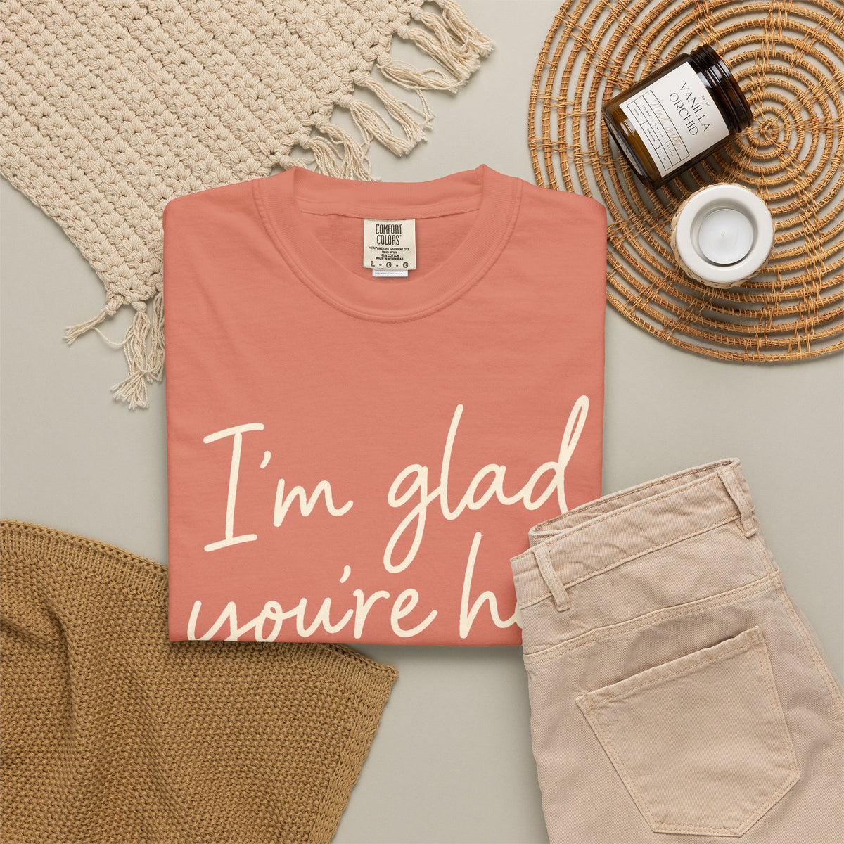 I'm Glad You're Here Heart T-Shirt — Welcome Message Comfort Tee