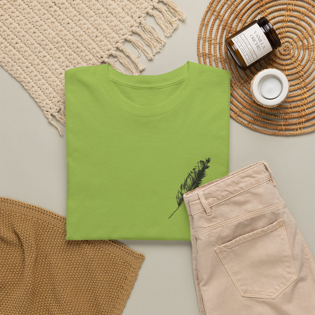 Inspirational Quote T‑Shirt — “Seek and Find the River” Feather Graphic
