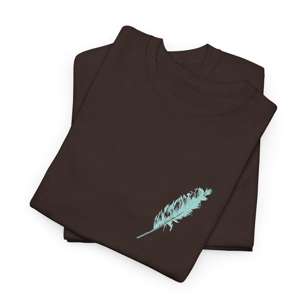 Inspirational Feather Tee — "Seek and find the river" Quote T‑Shirt