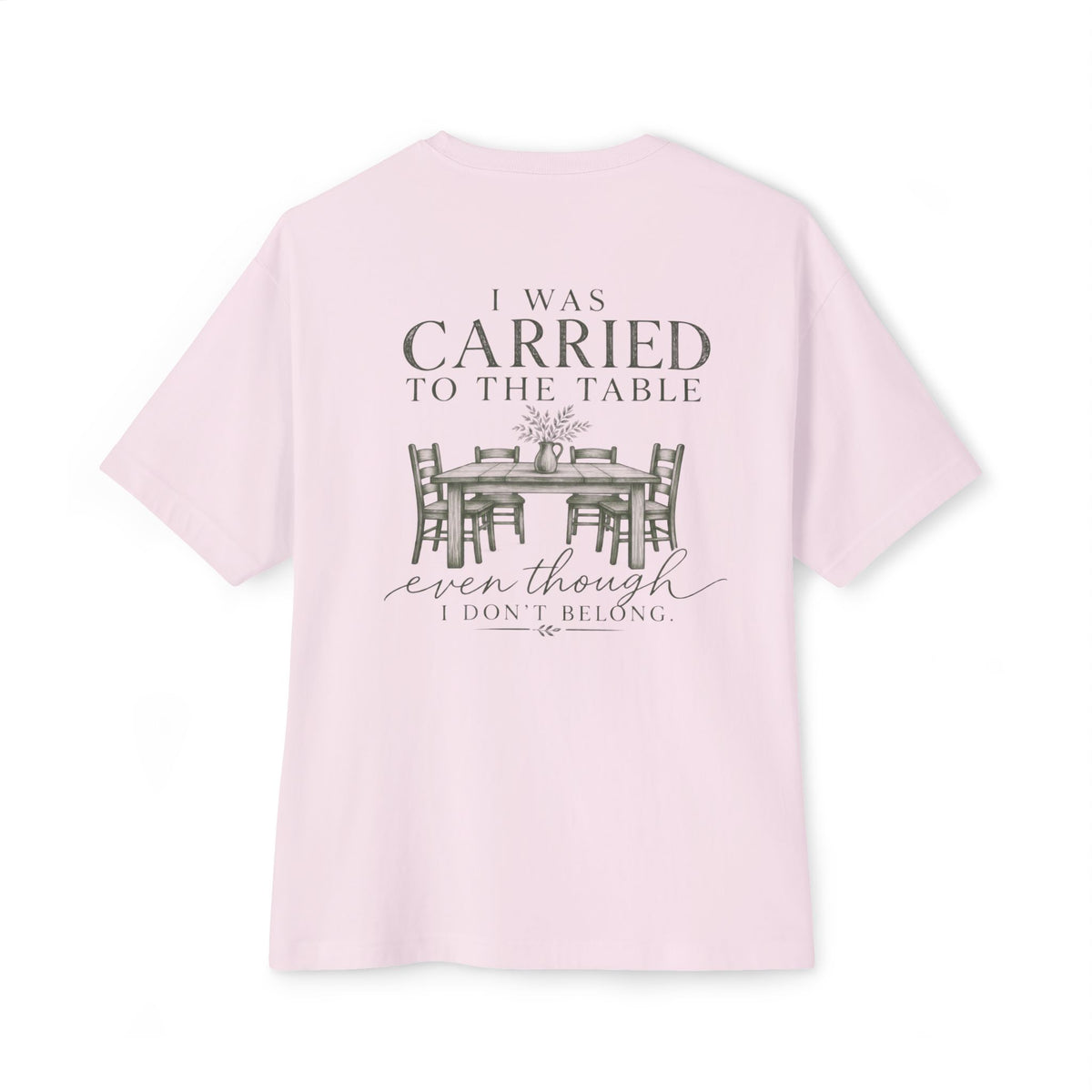 Cross & Heart Minimal Tee — Christian Faith Pink Boxy T-Shirt