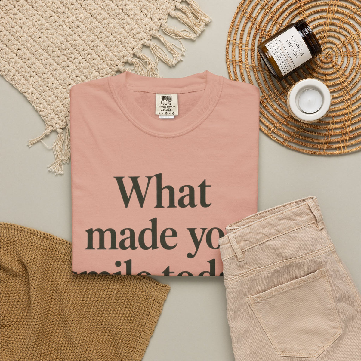 Positive Message T-Shirt — "What Made You Smile Today?" Front & Back Inspirational Tee