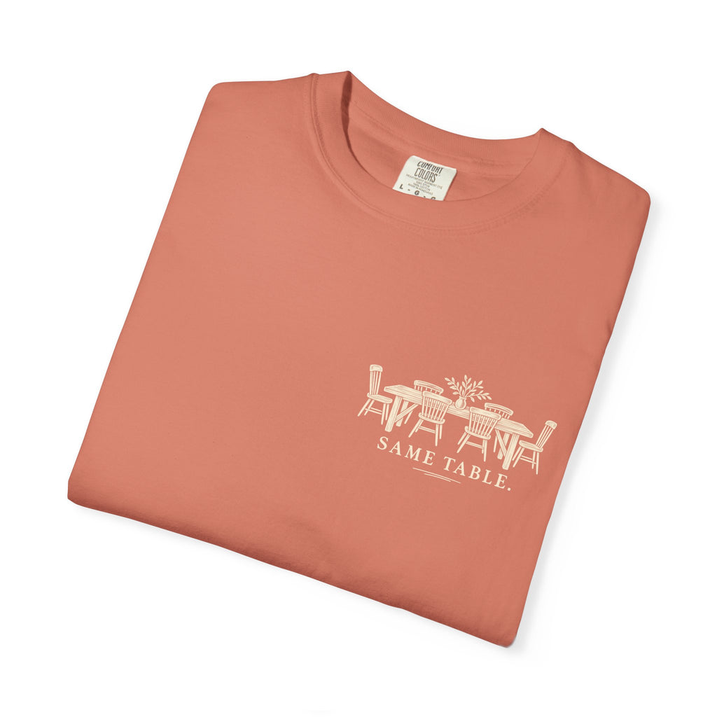 Same Table Different Stories T-Shirt — Inspirational Community Quote Tee