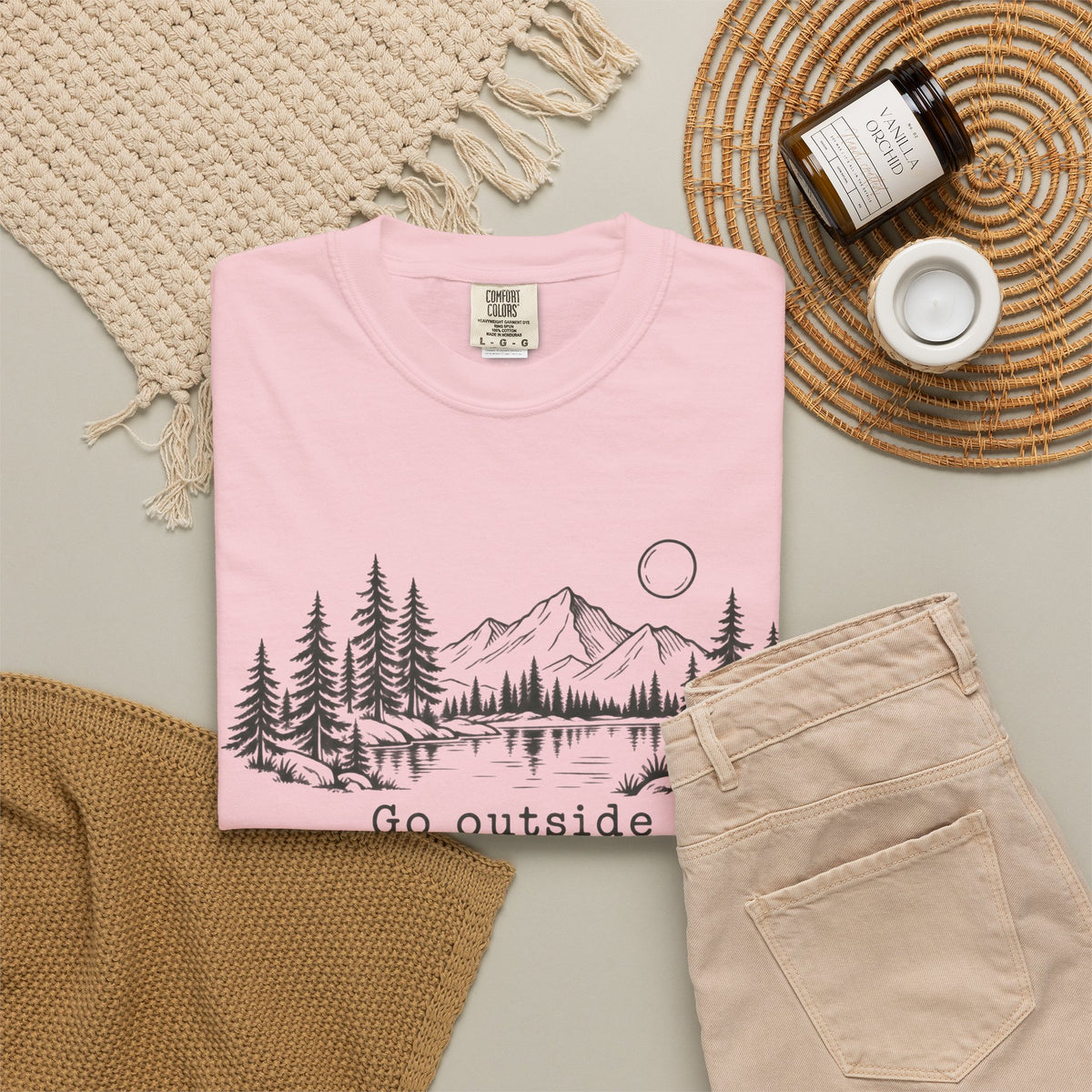 T-Shirt — 'Go Outside' Mountain & Forest Graphic Tee — Adventure Nature Quote