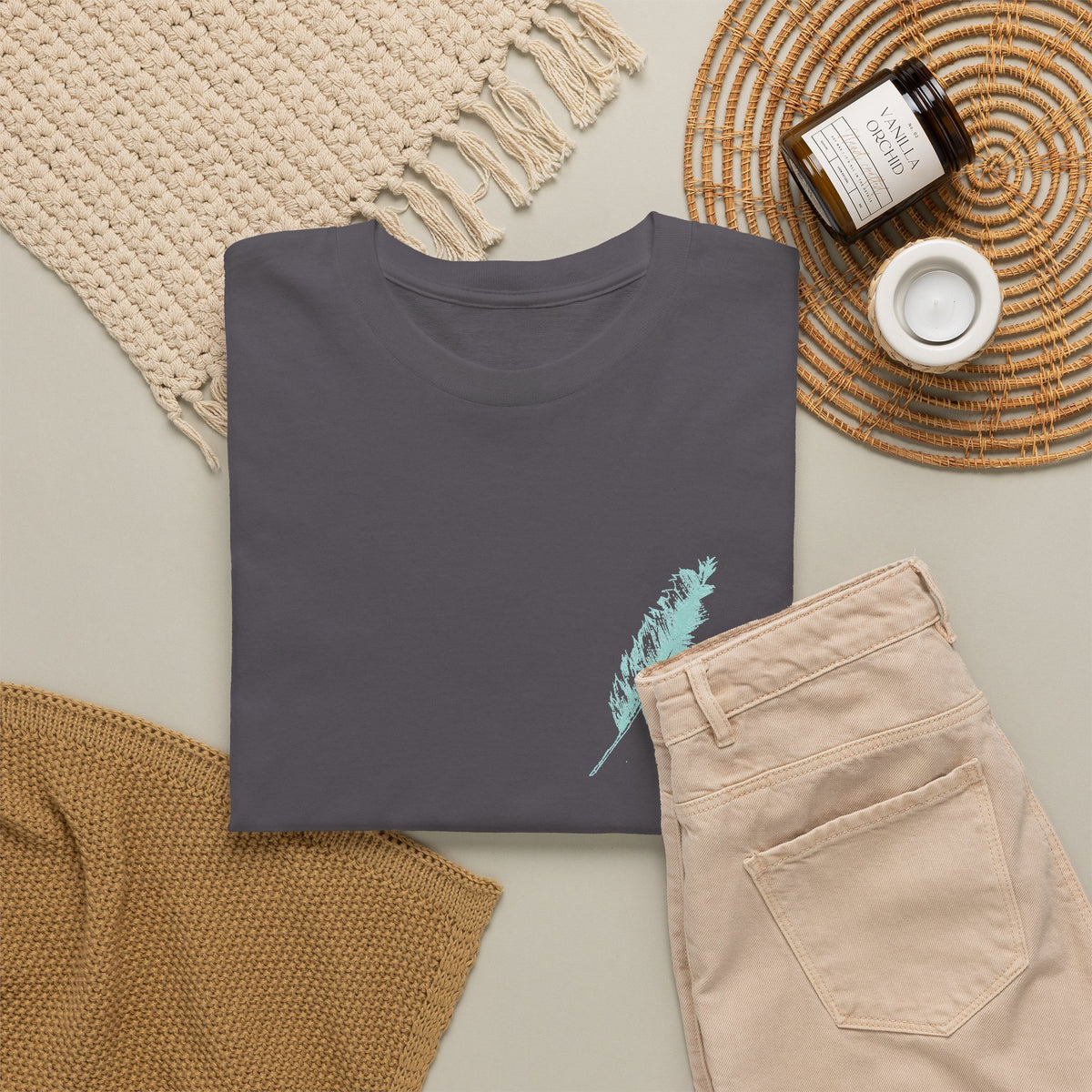 Inspirational Feather Tee — "Seek and find the river" Quote T‑Shirt