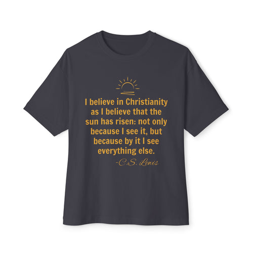 Christianity Quote Tee — C.S. Lewis Sunrise Faith Shirt