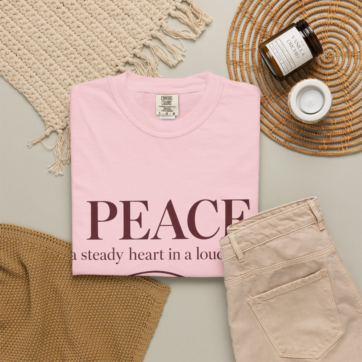 Peace T-Shirt – "PEACE: a steady heart in a loud world" Inspirational Graphic Tee