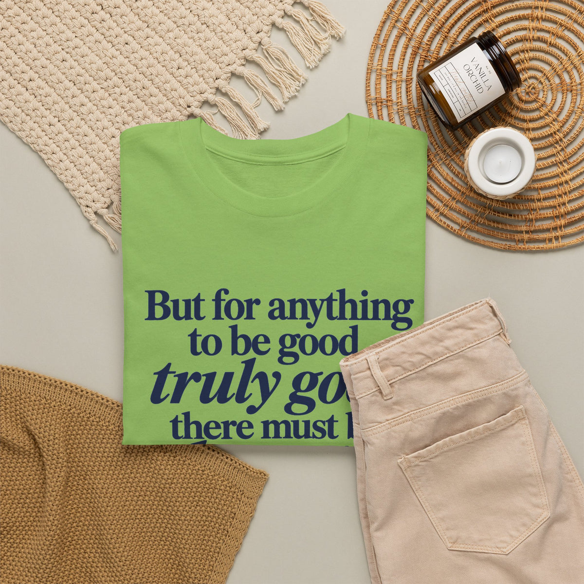 Quote T‑Shirt — "But for anything to be good, truly good, there must be love in it." (Allen Levi)