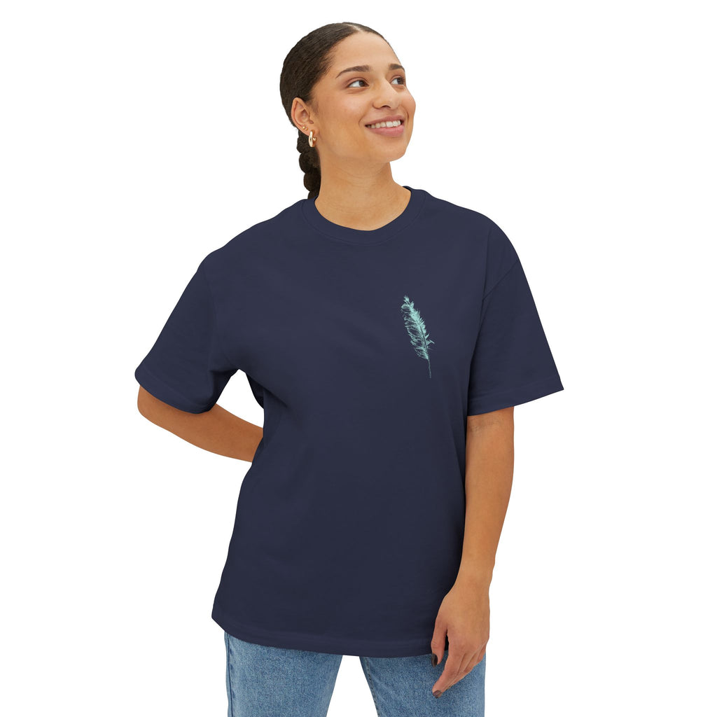 Minimal Aqua Script Oversized Tee