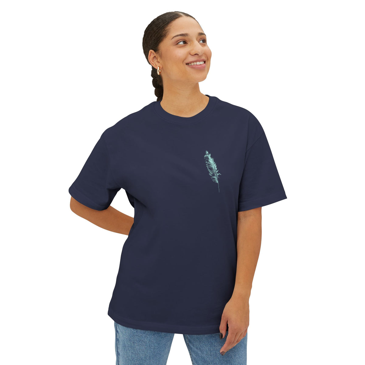 Minimal Aqua Script Oversized Tee