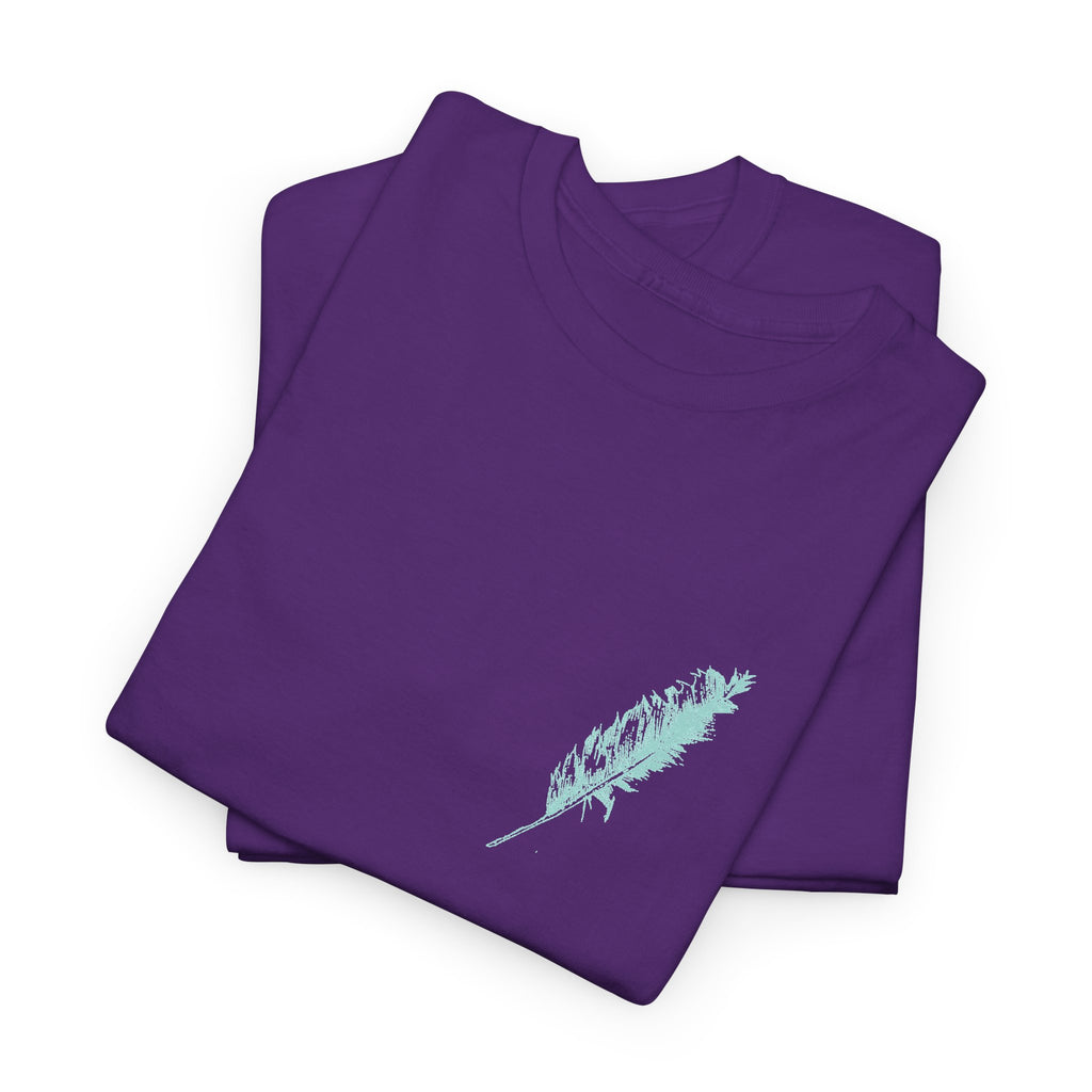 Inspirational Feather Tee — "Seek and find the river" Quote T‑Shirt