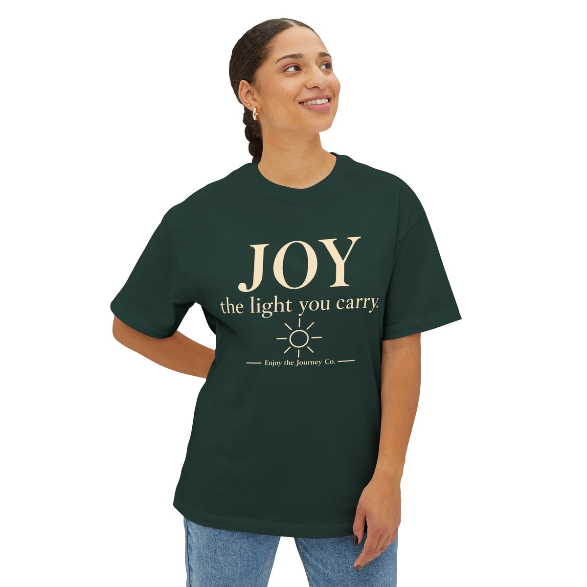 Joy "the light you carry" Tee — Inspirational Oversized Boxy T-Shirt