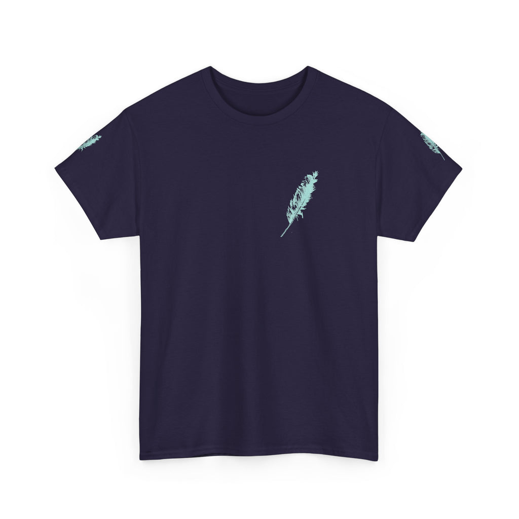 Inspirational Feather Tee — "Seek and find the river" Quote T‑Shirt