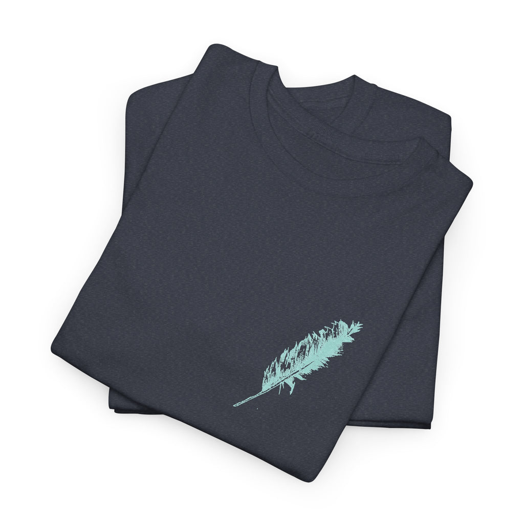 Inspirational Feather Tee — "Seek and find the river" Quote T‑Shirt