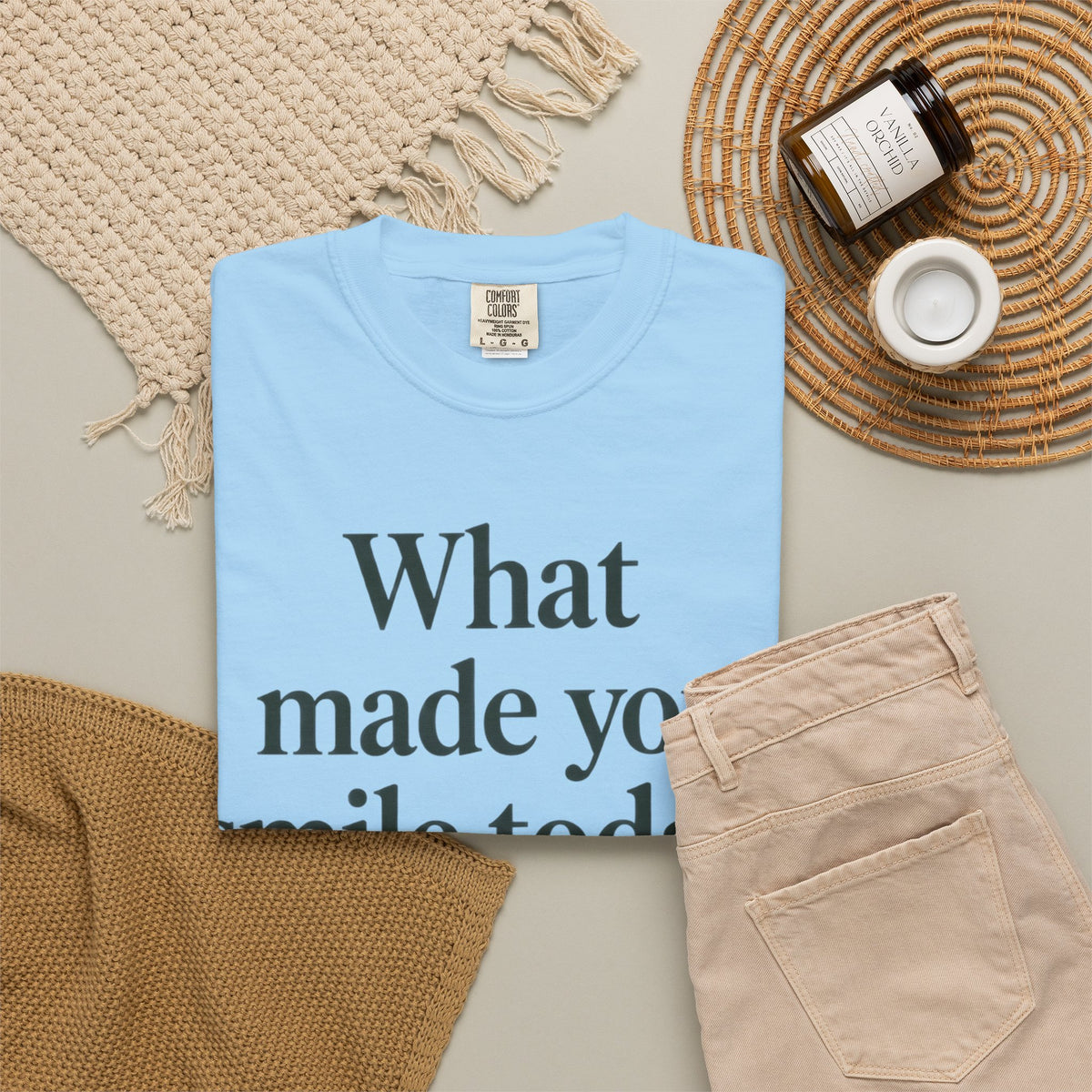 Positive Message T-Shirt — "What Made You Smile Today?" Front & Back Inspirational Tee