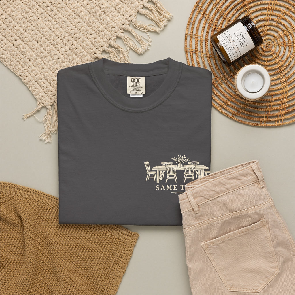 Same Table Different Stories T-Shirt — Inspirational Community Quote Tee