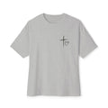 Cross & Heart Minimal Tee — Christian Faith Pink Boxy T-Shirt