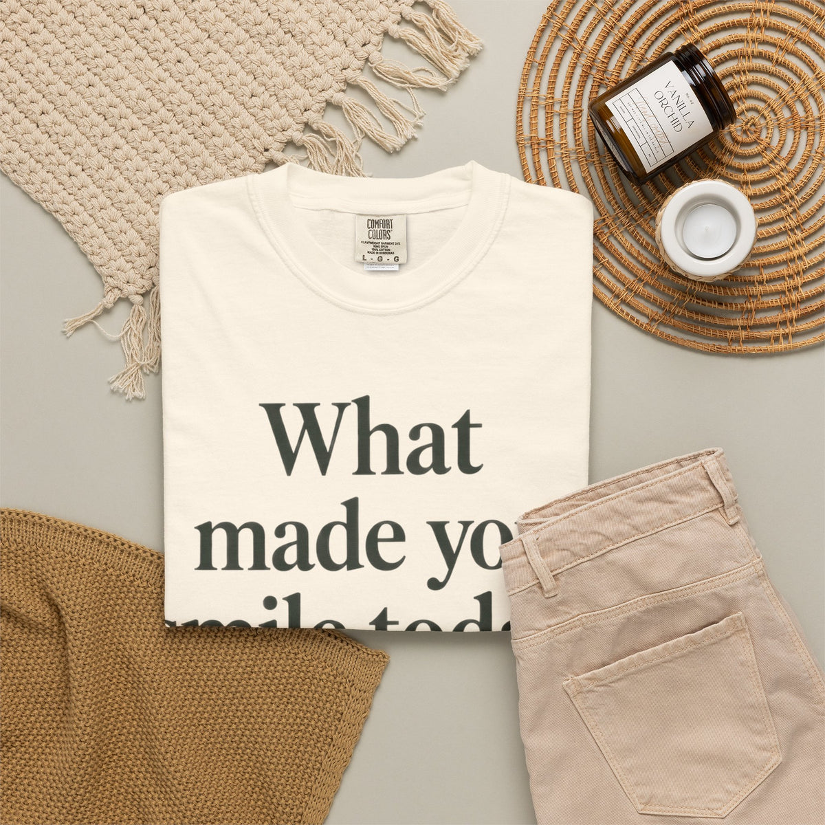 Positive Message T-Shirt — "What Made You Smile Today?" Front & Back Inspirational Tee