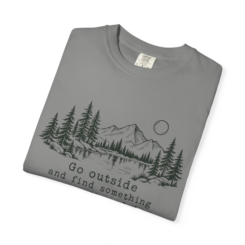 T-Shirt — 'Go Outside' Mountain & Forest Graphic Tee — Adventure Nature Quote