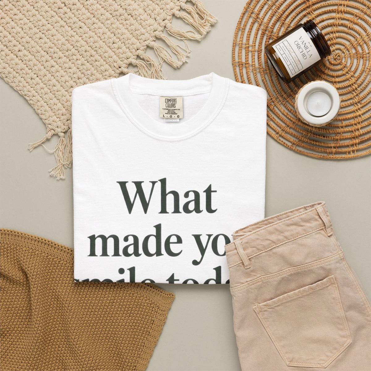 Positive Message T-Shirt — "What Made You Smile Today?" Front & Back Inspirational Tee