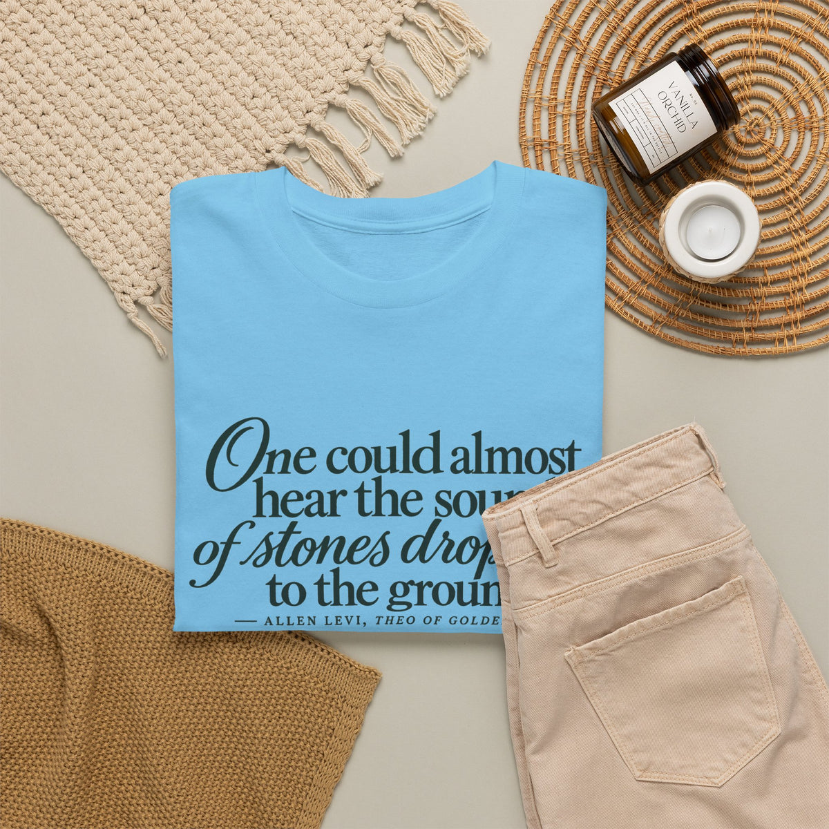 Quote T‑Shirt — “One could almost hear the sound of stones dropping to the ground” Literary Tee