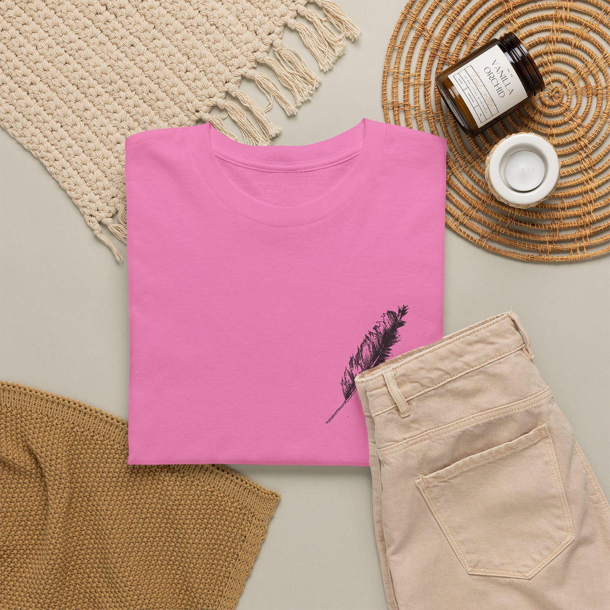 Inspirational Quote T‑Shirt — “Seek and Find the River” Feather Graphic