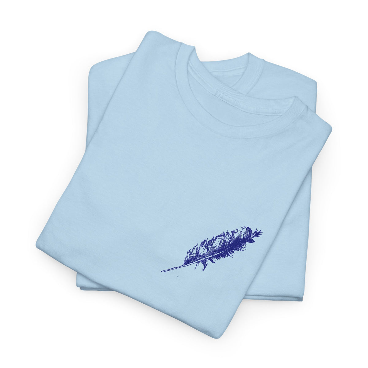 Inspirational Feather Tee — "Seek and find the river that leads to life everlasting" Back Print