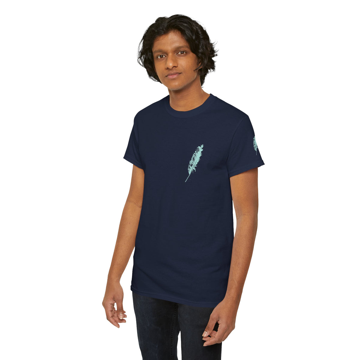 Inspirational Feather Tee — "Seek and find the river" Quote T‑Shirt