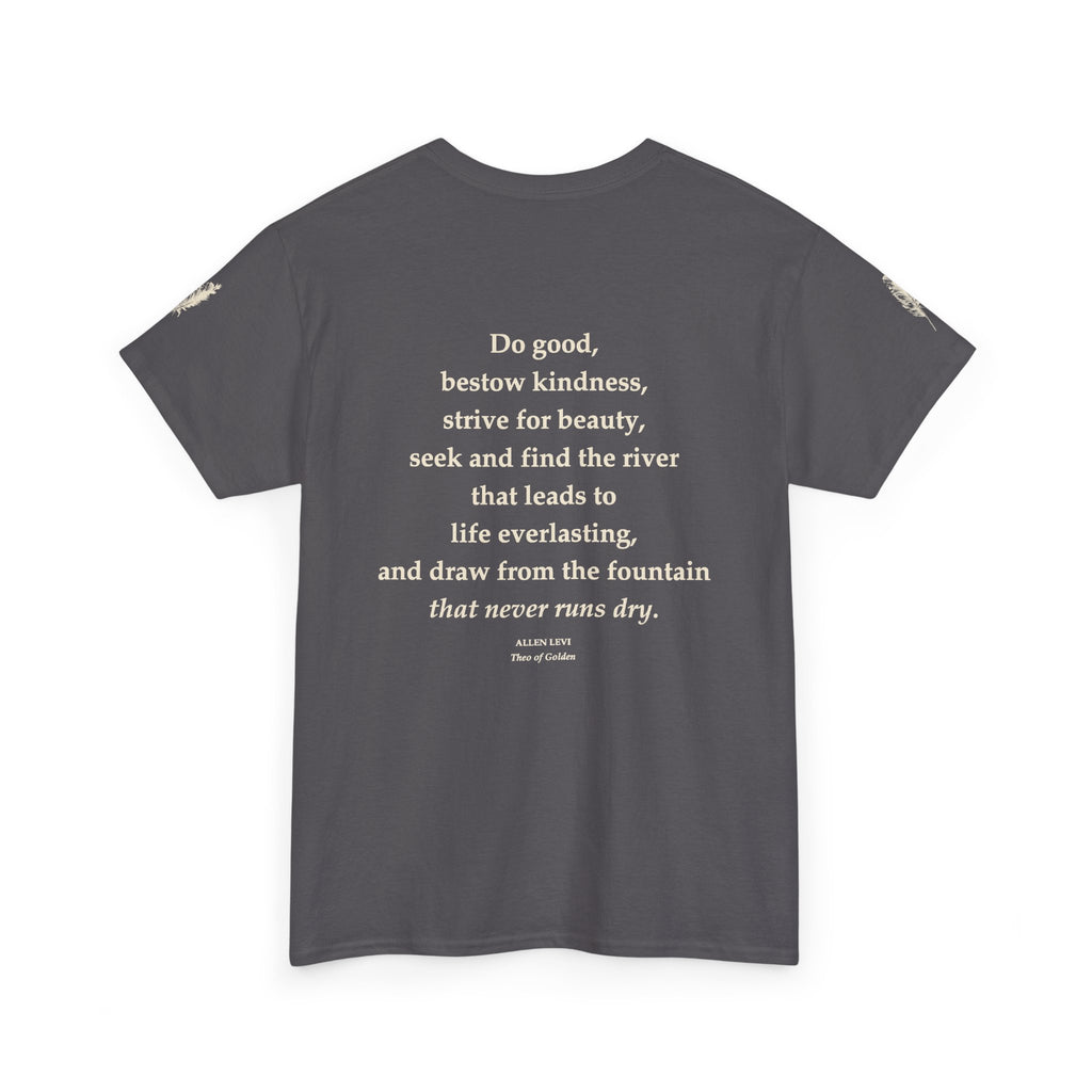 Inspirational Feather Tee — "Do good, bestow kindness" Quote T-Shirt