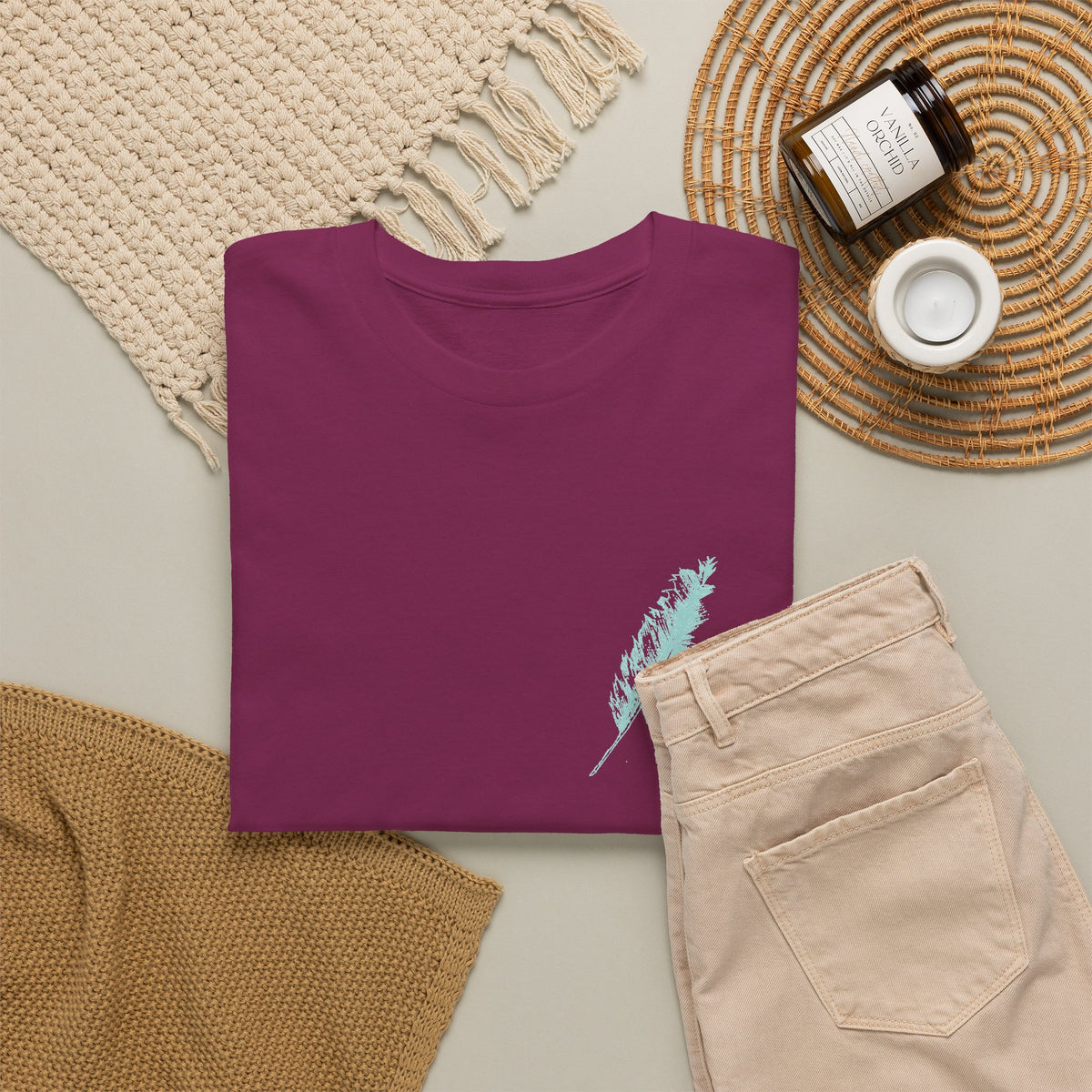 Inspirational Feather Tee — "Seek and find the river" Quote T‑Shirt