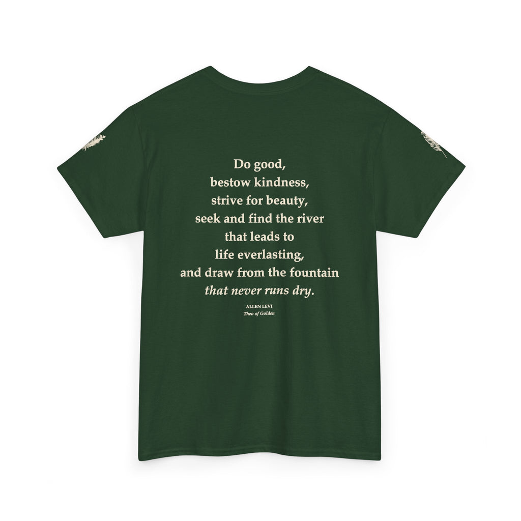 Inspirational Feather Tee — "Do good, bestow kindness" Quote T-Shirt
