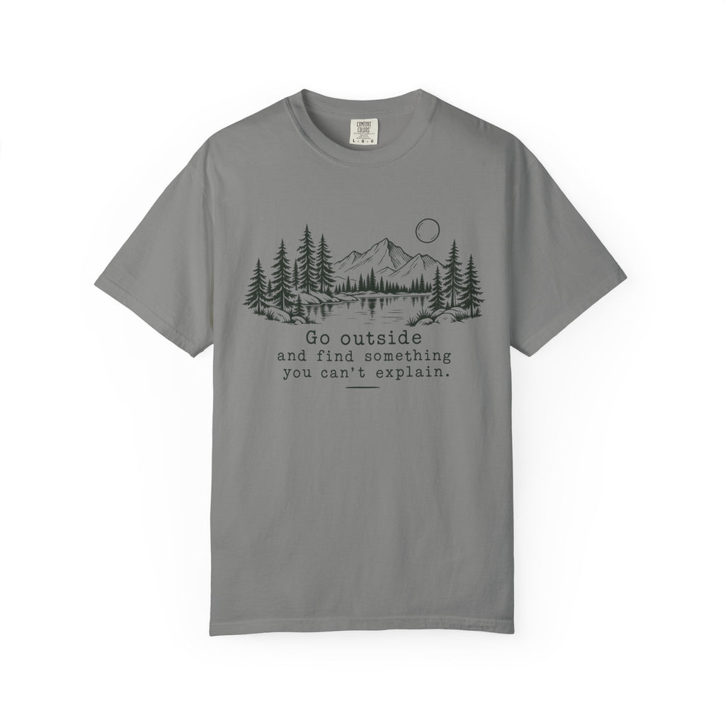 T-Shirt — 'Go Outside' Mountain & Forest Graphic Tee — Adventure Nature Quote