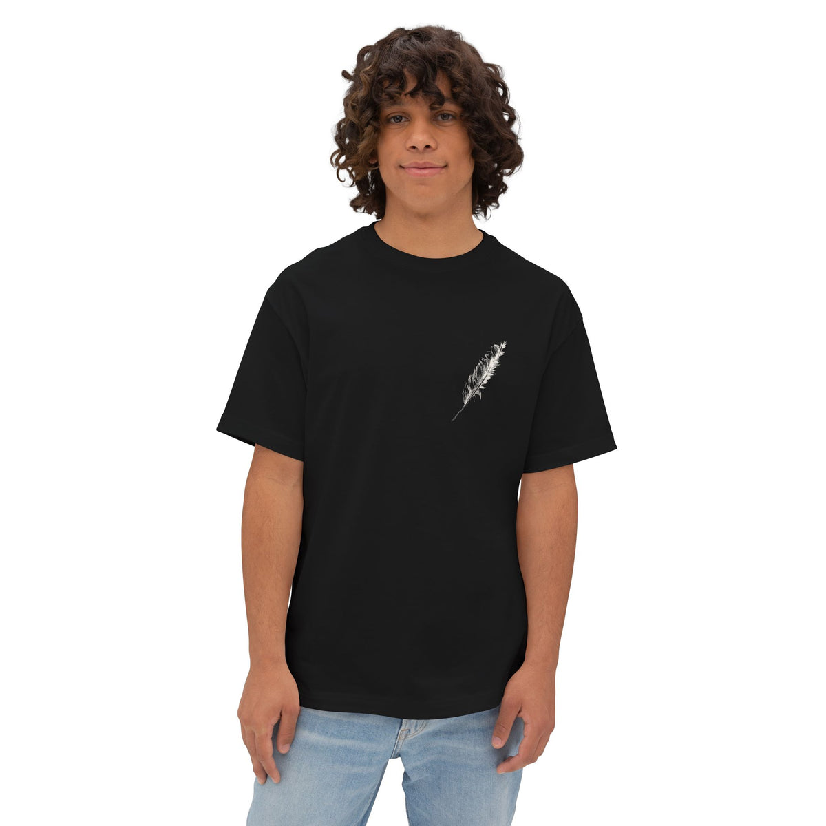 Feather Minimalist Tee — "Enjoy the Journey" Chest Graphic