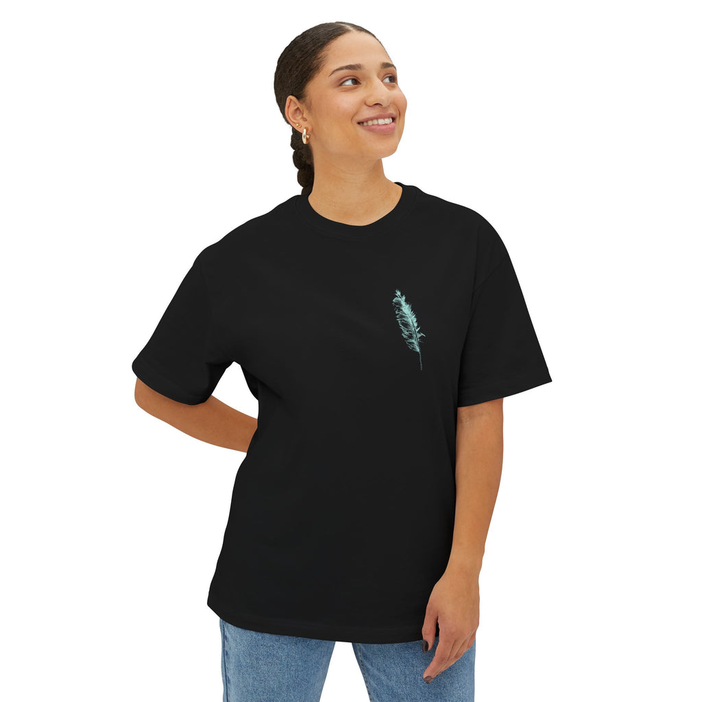 Minimal Aqua Script Oversized Tee