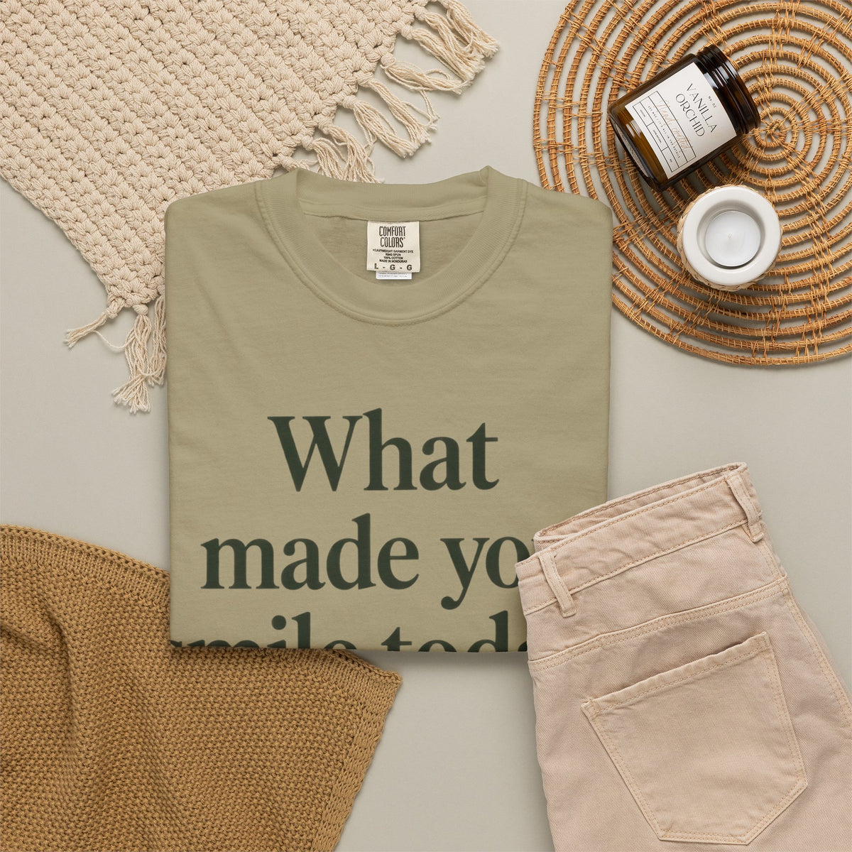 Positive Message T-Shirt — "What Made You Smile Today?" Front & Back Inspirational Tee