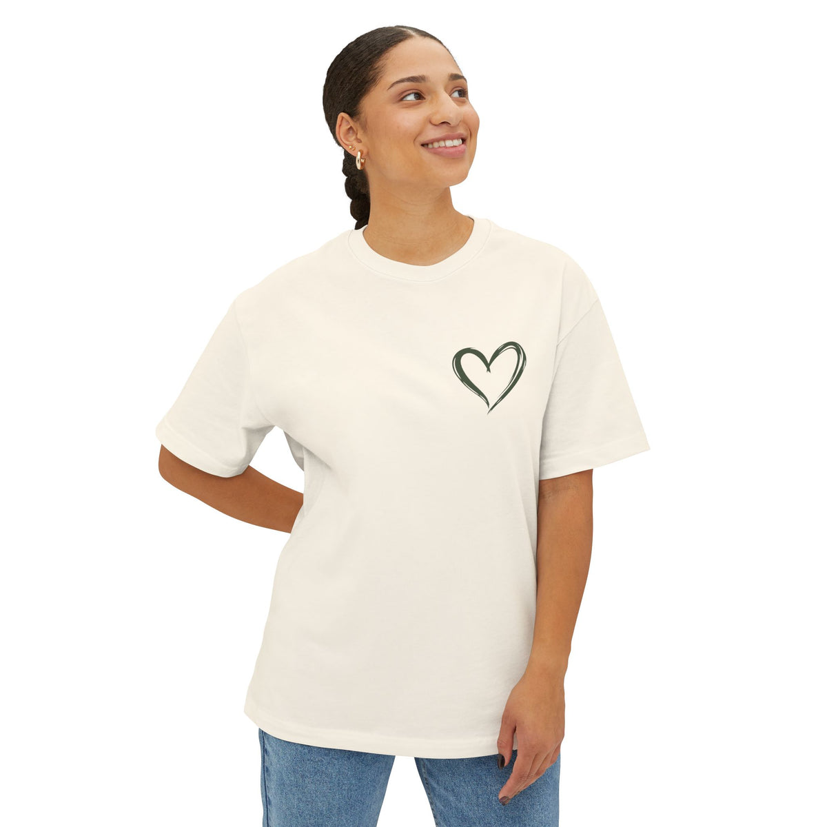 Minimal Heart Boxy Tee — Cute Pink Oversized T‑Shirt