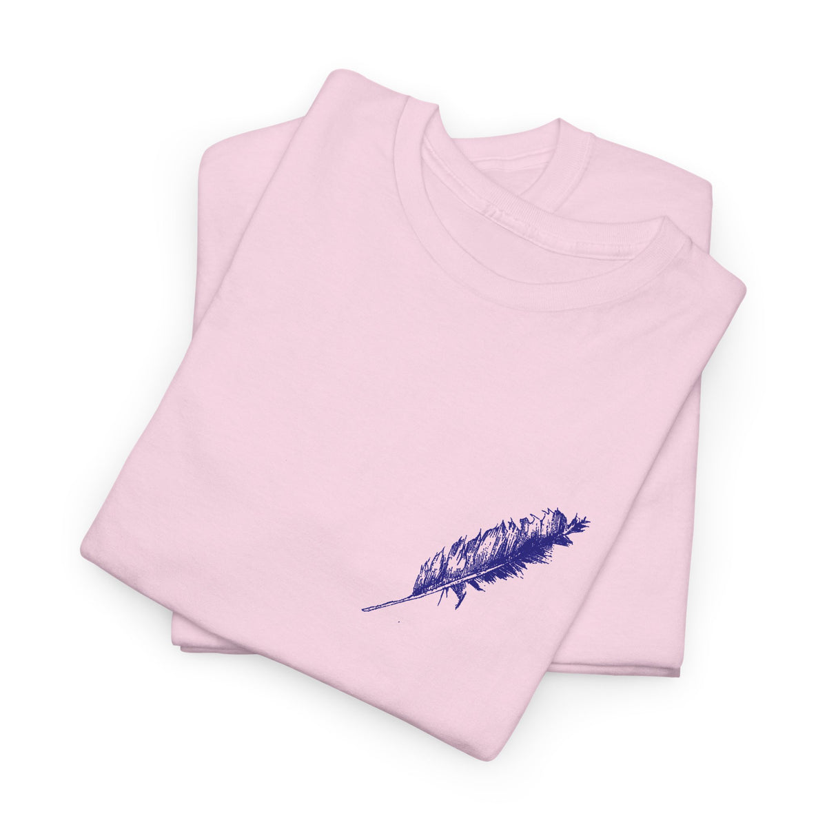 Inspirational Feather Tee — "Seek and find the river that leads to life everlasting" Back Print