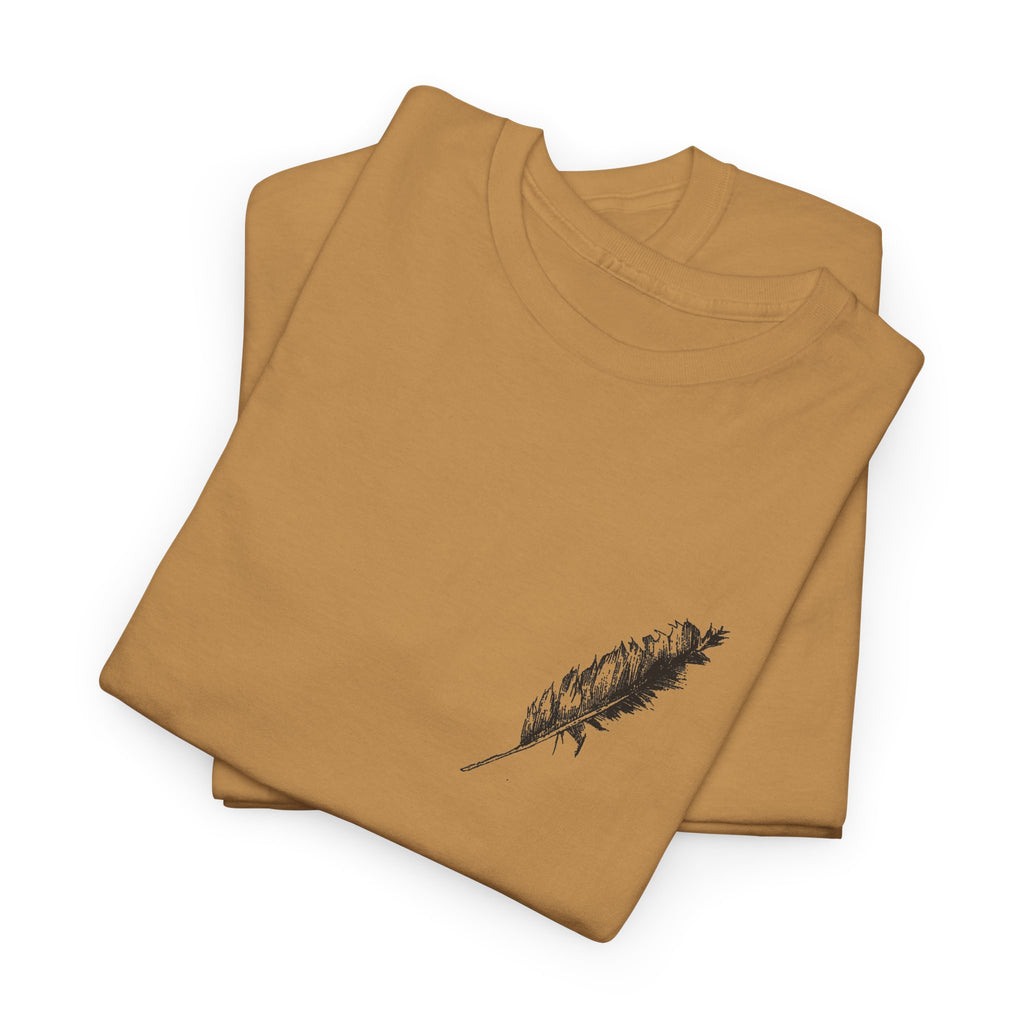 Inspirational Quote T‑Shirt — “Seek and Find the River” Feather Graphic