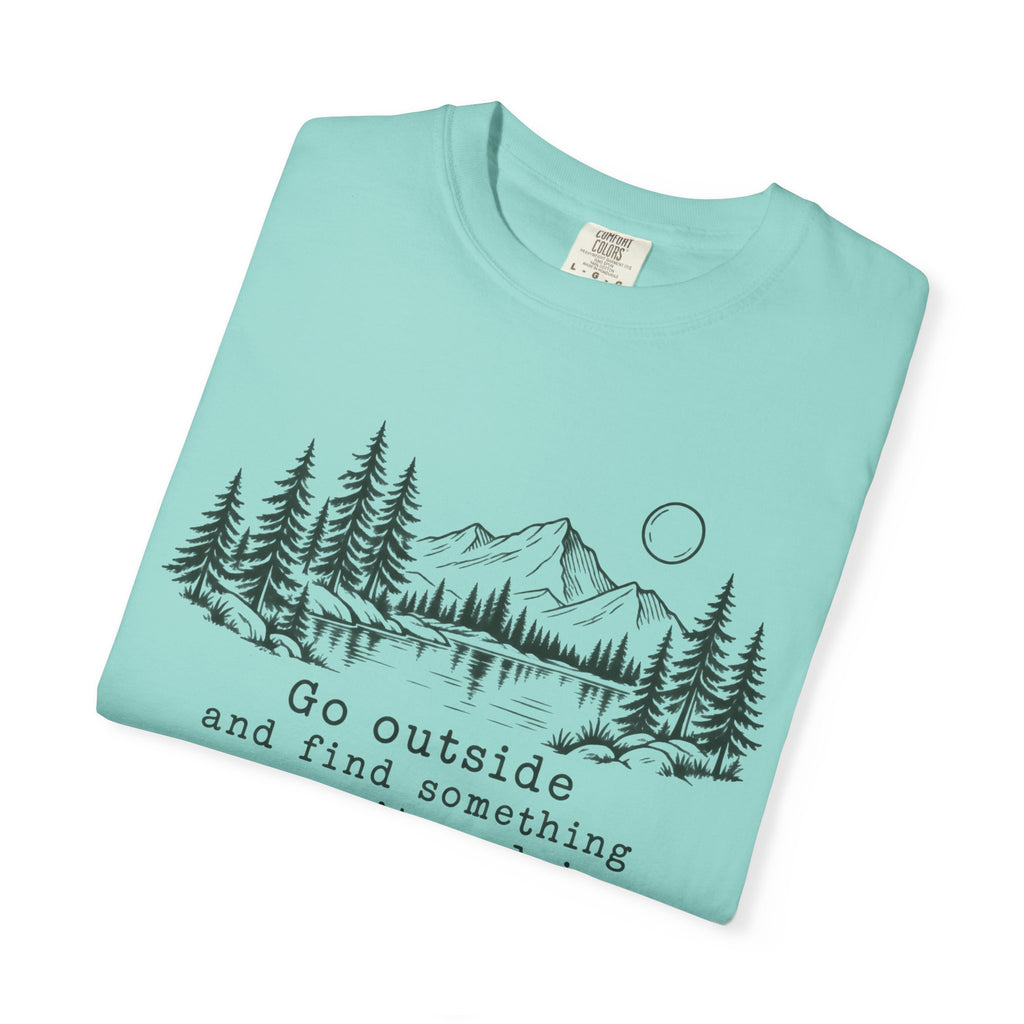 T-Shirt — 'Go Outside' Mountain & Forest Graphic Tee — Adventure Nature Quote