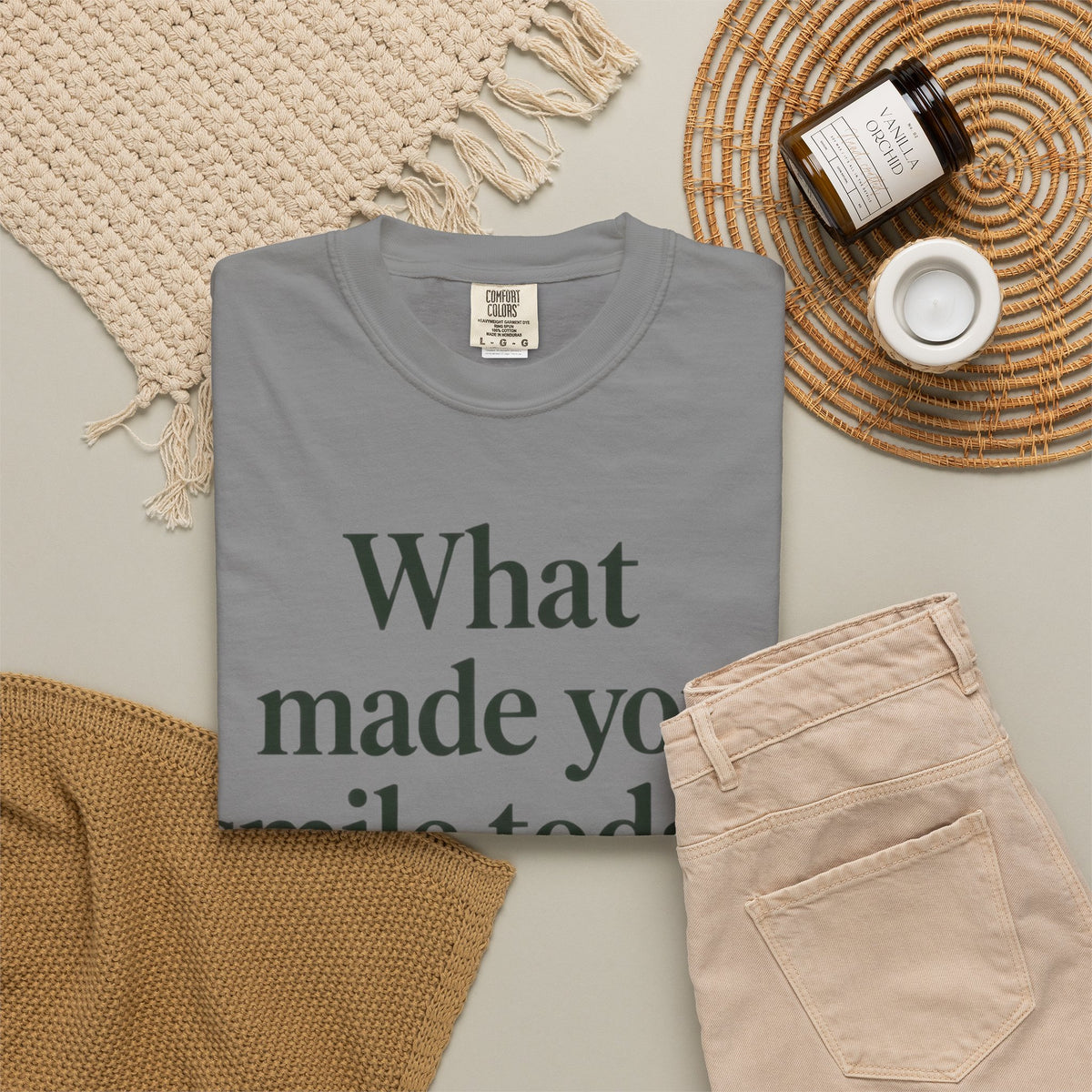 Positive Message T-Shirt — "What Made You Smile Today?" Front & Back Inspirational Tee