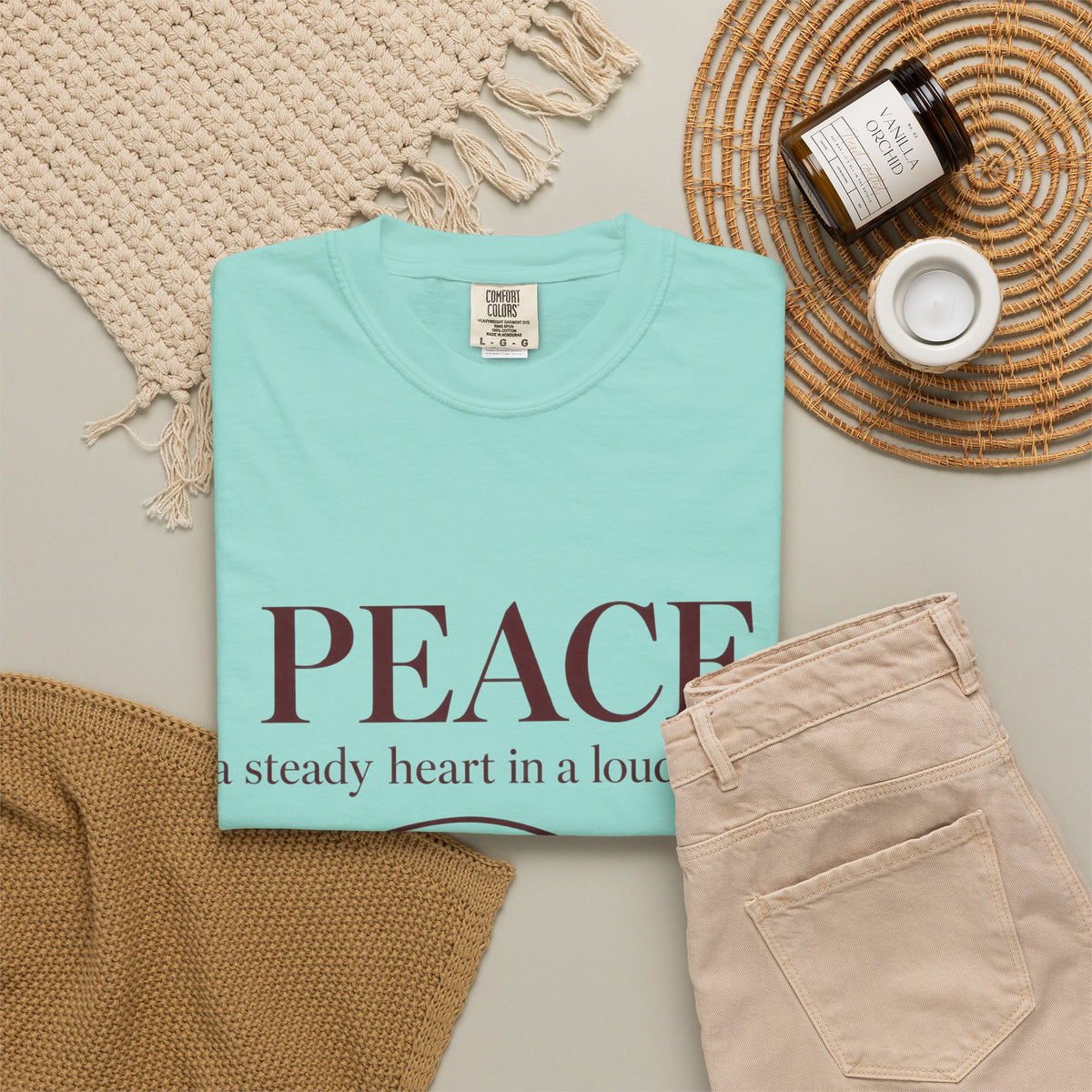 Peace T-Shirt – "PEACE: a steady heart in a loud world" Inspirational Graphic Tee