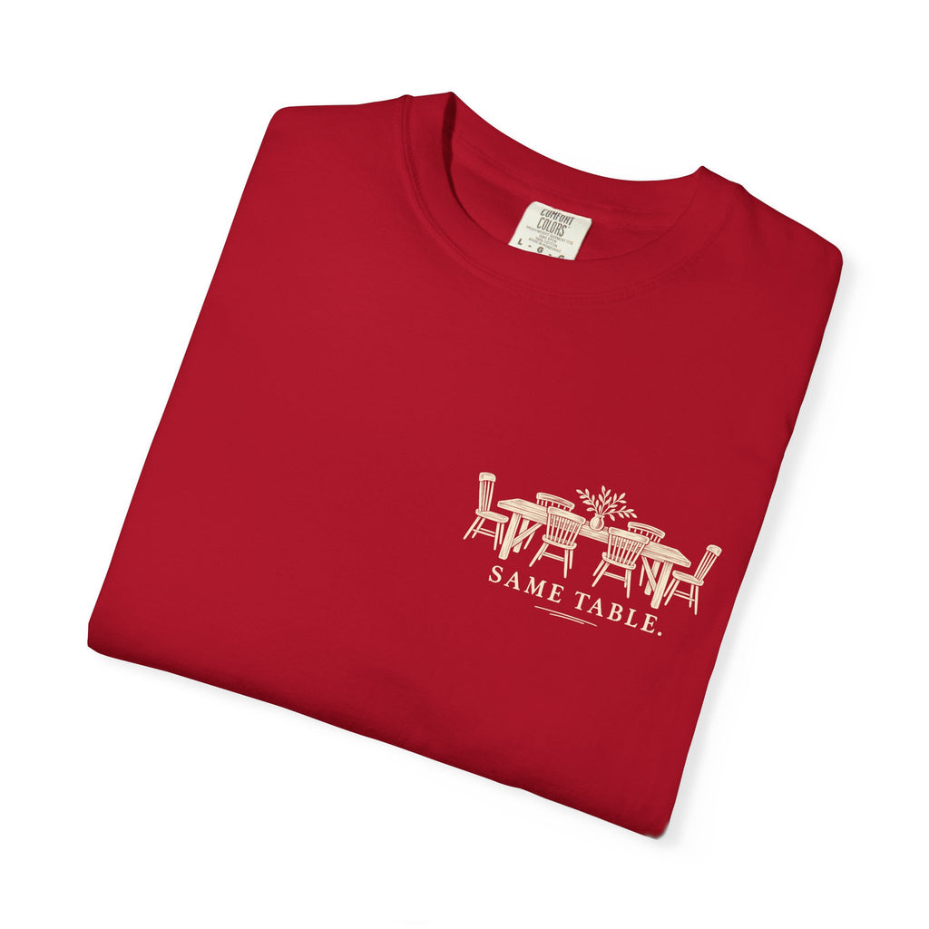 Same Table Different Stories T-Shirt — Inspirational Community Quote Tee